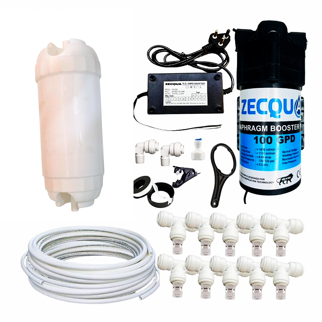 10 Nozzle High Pressure Fogger Kit with Pump & Filter for Cooling & Humidification product image