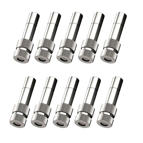 Brass Misting Nozzle Pack of 10 | 0.3mm Mist Sprinkler for Garden Water Spray | Anti-Drip Fogger, Cleanable Mist Nozzles for Outdoor Cooling, Irrigation & Greenhouse System product image
