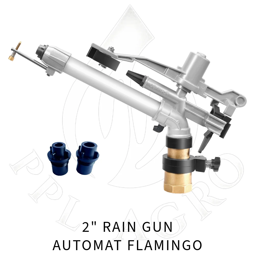 Automatic Flamingo 2 Inch Rain Gun With 4 Leg Double Lock Stand – 260 Ft Diameter Coverage | 3 Nozzle Agriculture Irrigation Rain Gun thumbnail