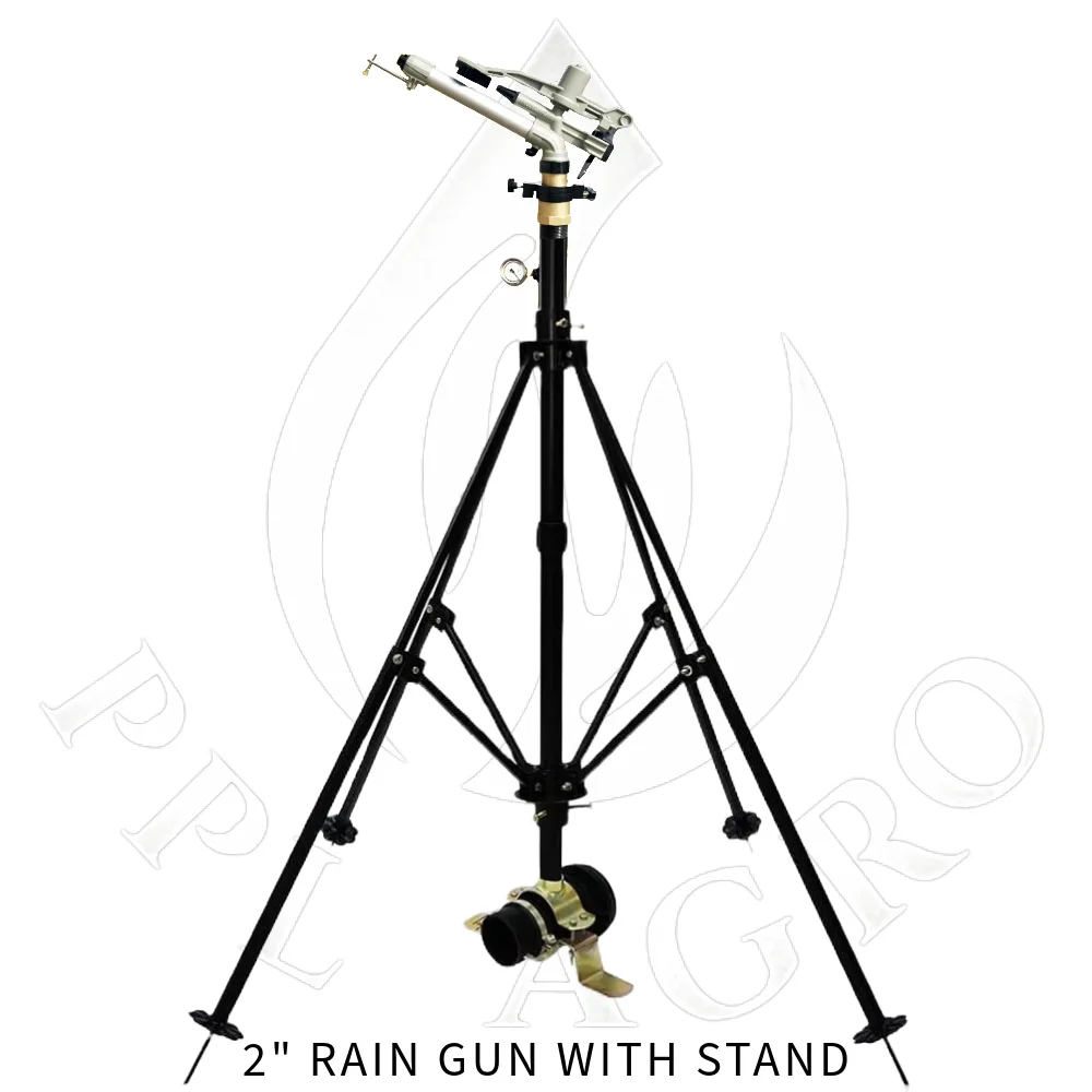 Automatic Flamingo 2 Inch Rain Gun With 4 Leg Double Lock Stand – 260 Ft Diameter Coverage | 3 Nozzle Agriculture Irrigation Rain Gun