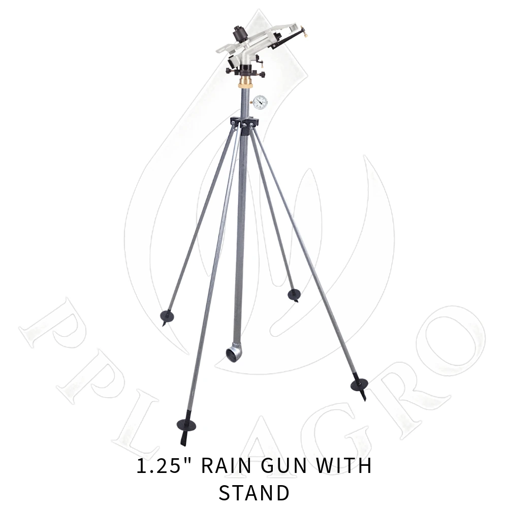 Automatic 1.25 Inch Rain Gun With 4 Leg Stand – 180 Ft Diameter Coverage | Heavy Duty Agriculture Irrigation Rain Gun