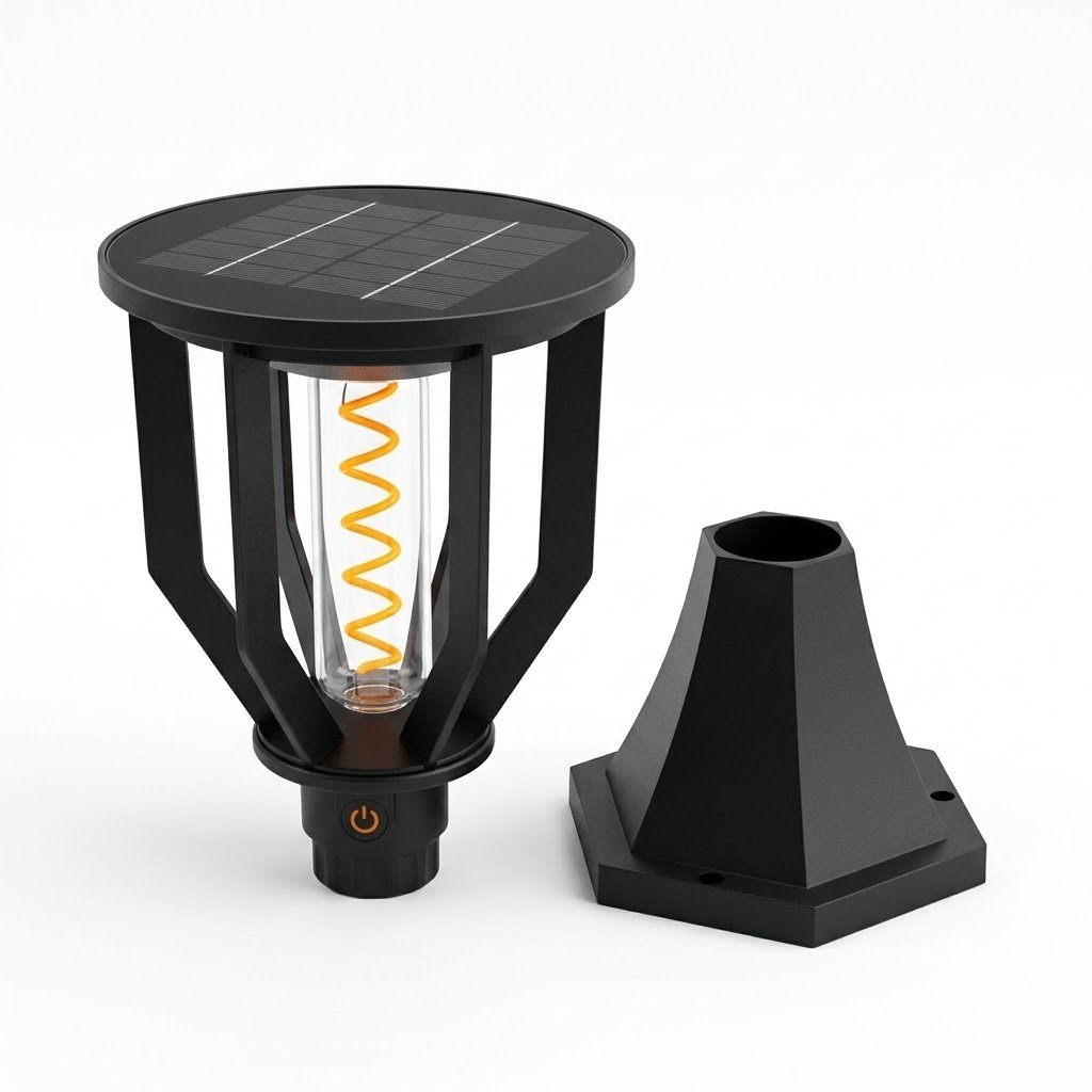 Solar Spiral LED Pillar Light – Vintage Tungsten Warm White, IP65 Waterproof Outdoor Gate & Garden Lamp thumbnail
