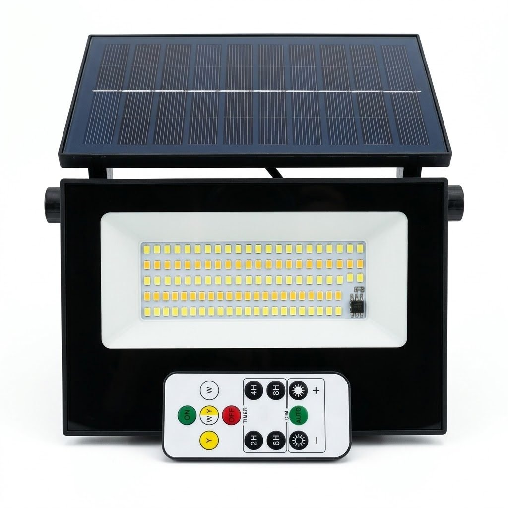 All-in-One 20W Solar LED Flood/Wall Light with Adjustable Solar Panel & Remote Control product image