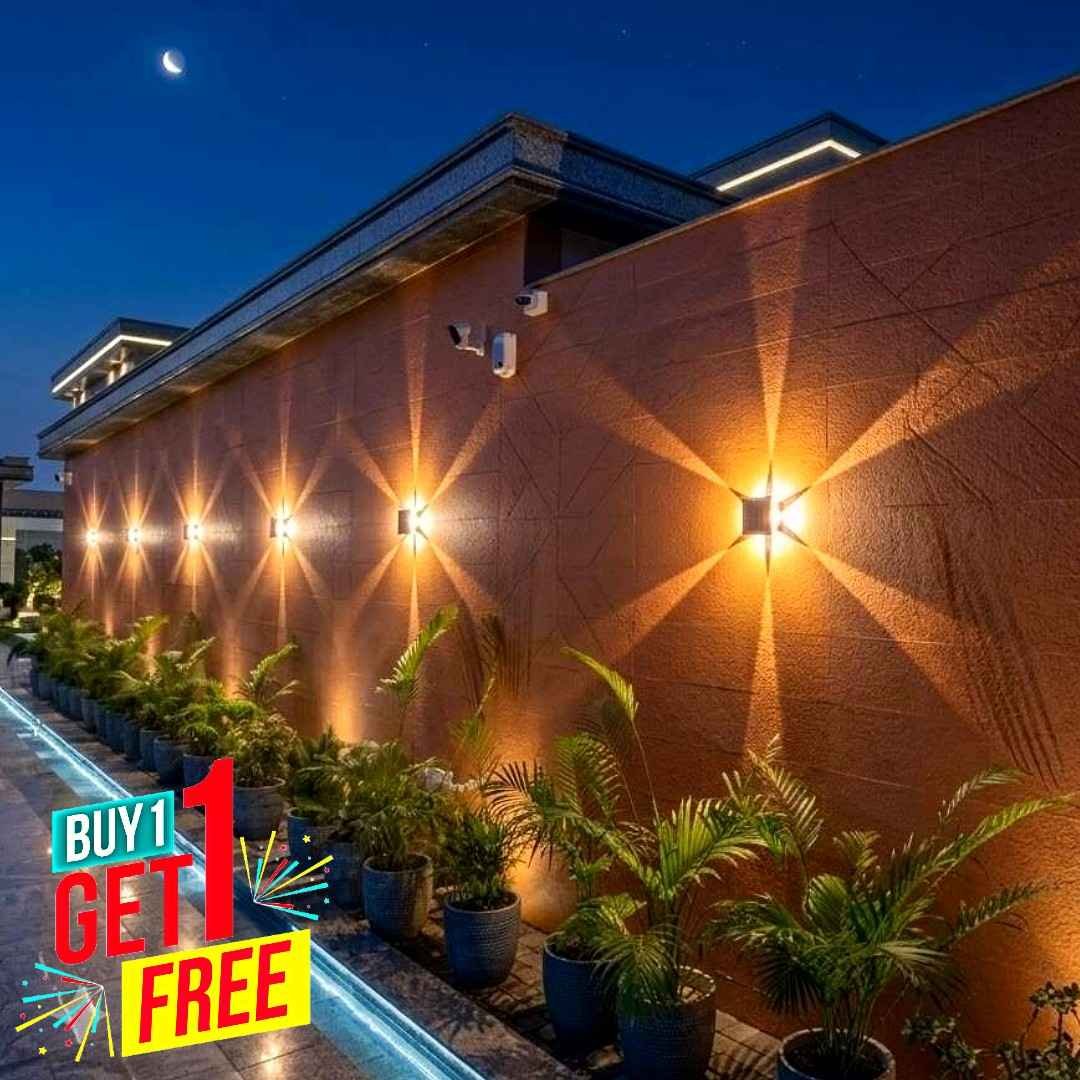 Solar Star Wall Light - Warm White LED Outdoor Sconce (2 pc ) product image