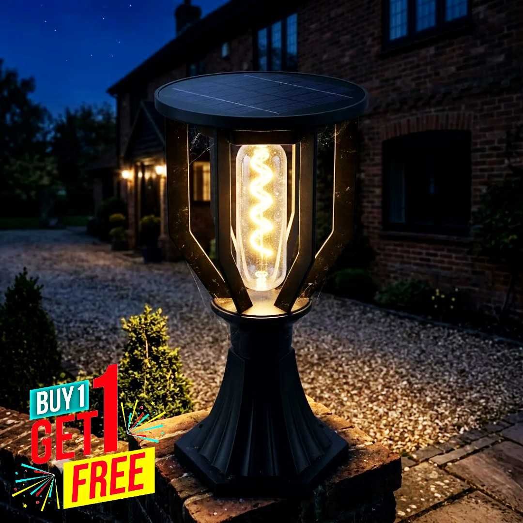 Solar Spiral LED Pillar Light – Vintage Tungsten Warm White, IP65 Waterproof Outdoor Gate & Garden Lamp ( 2 pc ) product image