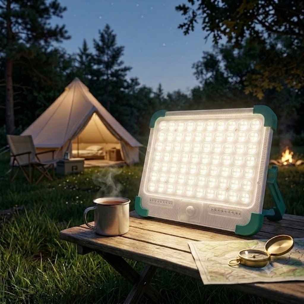 Multi-Purpose 100W Portable Solar Work Light for Camping, Outdoor & Emergency Use With Power Bank Lens Model thumbnail