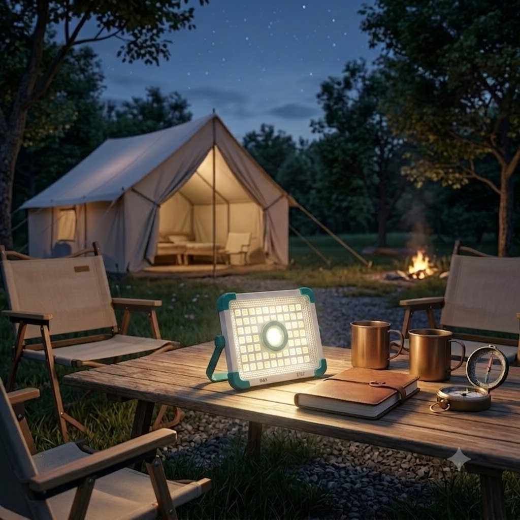 Multi-Purpose 120W Portable Solar LED Work Light for Camping, Outdoor & Emergency Use With Power Bank ( eye model ) thumbnail