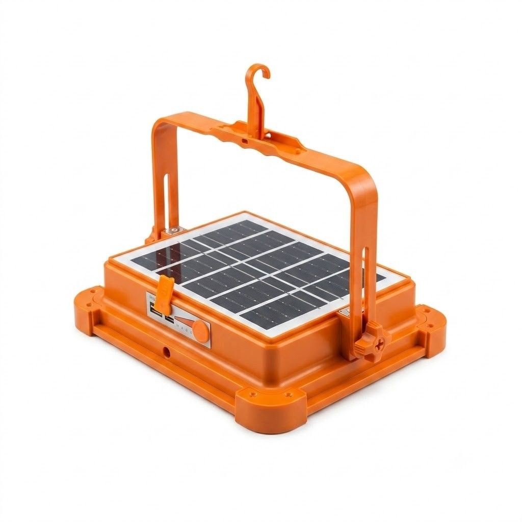 60W Portable Solar LED Flood Light with Magnetic Base & 3 Color Modes with power bank Orange model thumbnail