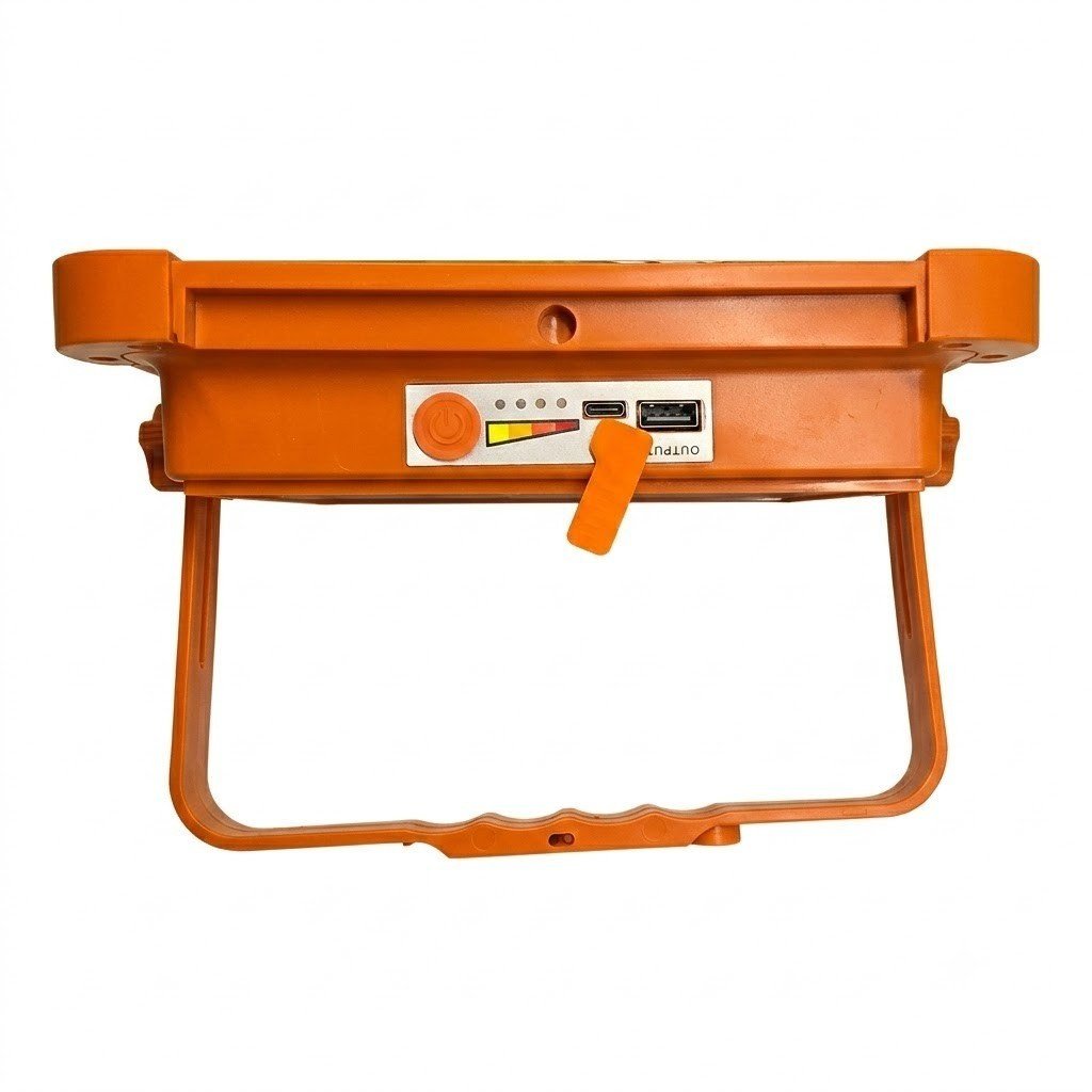 60W Portable Solar LED Flood Light with Magnetic Base & 3 Color Modes with power bank Orange model thumbnail