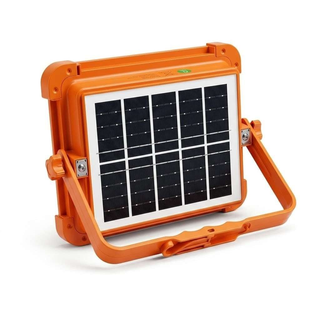 60W Portable Solar LED Flood Light with Magnetic Base & 3 Color Modes with power bank Orange model thumbnail